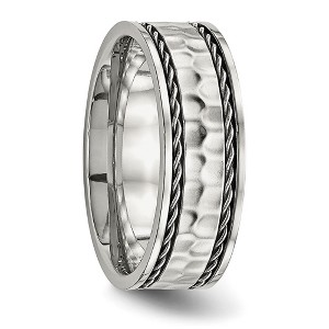 Chisel Stainless Steel Polished and Hammered 8mm Comfort Fit Band Ring - 1 of 4