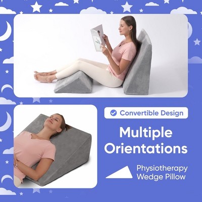 Navy Memory Foam Wedge Pillow Set for Back and Leg Support