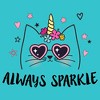 Girl's Lost Gods Always Sparkle Caticorn  T-Shirt - Tahiti Blue - Small - 2 of 4