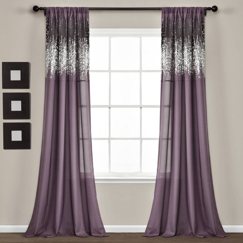 Set of 2 (84"x42") Shimmer Sequins Light Filtering Window Curtain Panels - Lush Décor, 1 of 8