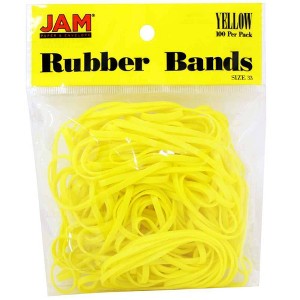 JAM Paper 100pk Colorful Rubber Bands - Size 33 - Yellow - 1 of 4