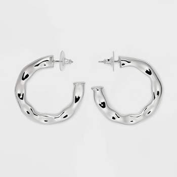Hammered Tube Hoop Earrings - Universal Thread™ Silver