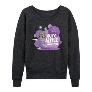 Women's - Disney - Boo Cute Little Monster Lightweight French Terry Wide Neck Long Sleeve Shirt - 1 of 4
