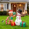 Itopfox 6ft Inflatable Christmas Decoration Gingerbread Man Snowman Gift Box Built-in LED Lights for Outdoor Indoor Lawn Garden 1 Piece - 4 of 4