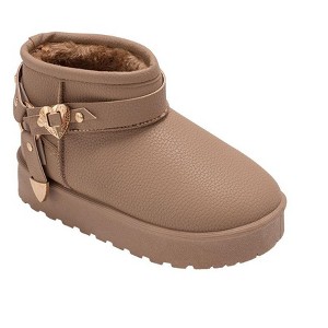 bebe Girls’ Winter Boots - Kids Snow Boots with Faux Fur Lining, Buckle Strap Detail, and Platform Outsole - 1 of 4