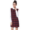 Allegra K Women's Contrast Peter Pan Collar Long Sleeve Above Knee Shift Plaid Dress - 2 of 4