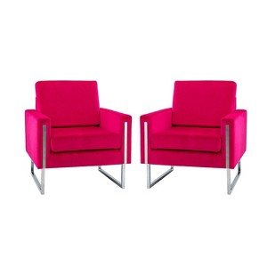 Set of 2 Idmon Contemporary Tufted Wooden Upholstered Club Chair with Metal Legs for Bedroom and Living Room Club Chair| ART OF LIVING DESIGNS - 1 of 4