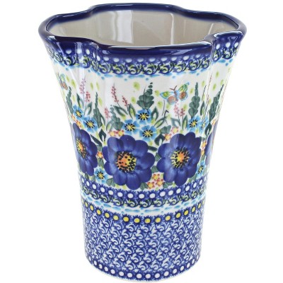 Blue Rose Polish Pottery Garden of Blue Vase