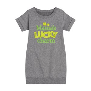 - Instant Message - St. Patrick's Day Mama's Lucky Charm Graphic Short Sleeve Fleece Dress - 1 of 4