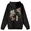 Godzilla Vintage-Inspired Kanji Design Men’s Black Salt Mineral Wash Graphic Hoodie - 4 of 4