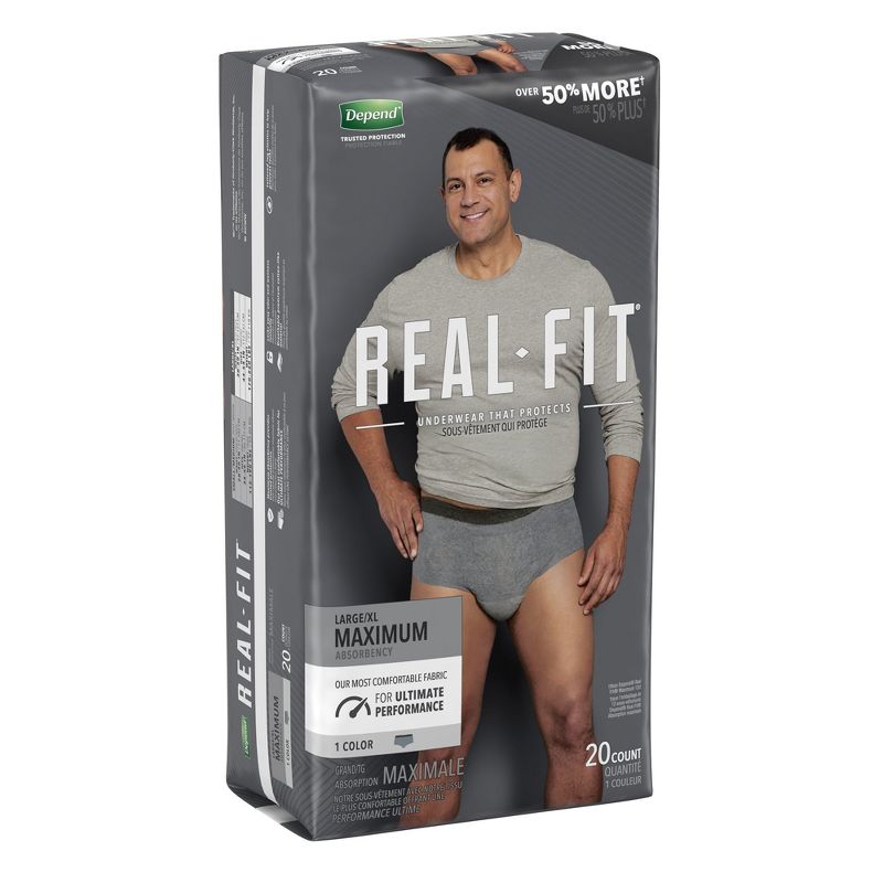 Depend Real Fit Disposable Men's Underwear, Maximum, Large, 3 of 6