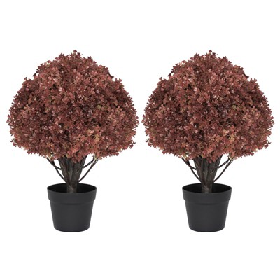 poetree 24 in Artificial Boxwood Topiary Ball Fall Decor Tree in Pot 2 Pack-Faux Shrubs for Indoor/Outdoor Decor