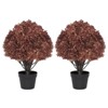 poetree 24 in Artificial Boxwood Topiary Ball Fall Decor Tree in Pot 2 Pack-Faux Shrubs for Indoor/Outdoor Decor - 2 of 4