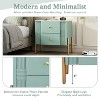 Vynxaria Modern Nightstand - 2 Storage Drawers, Fluted Design, Golden Metal Handles/Legs, Anti-Tip Bracket, Bedroom/Living Room End Table,Green - 4 of 4