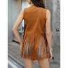 Whizmax Women's Fringe Vest 70s Hippie Faux Suede Rivets Sleeveless Costume Fringe Jacket - 2 of 4