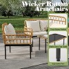 4-Piece Wicker Patio Set – Rattan Bistro Set with Waterproof Cushions, Loveseat, 2 Armchairs & Glass Table - 4 of 4