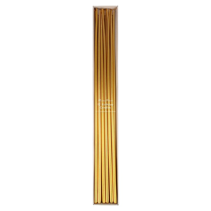 Meri Meri Gold Tall Tapered Candles (Pack of 12), 1 of 3