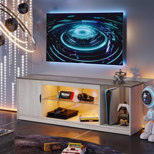 Bestier Modern TV Stand for up to 65" TVs Gaming Entertainment Center with Adjustable Shelves for PS5 - 58 inches，Bright White - 1 of 4