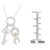 Haus of Brilliance Two Tone Silver 1/6 cttw Diamond Symbol Key Pendant Necklace - 4 of 4