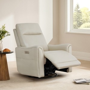 Spruce & Spring Genuine Leather Power Swivel Recliner Chair Nursery Glider - 1 of 4