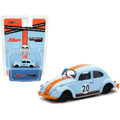 Volkswagen Beetle Low Ride #20 Light Blue and Orange "Collaboration Model" 1/64 Diecast Model Car by Schuco & Tarmac Works