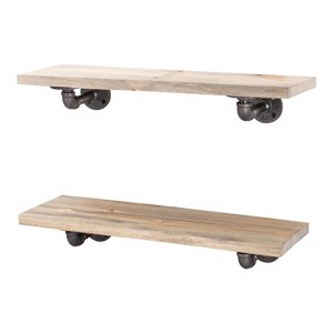 RESTORE Driftwood Tan 24 in. Shelves with L-Shaped Brackets by Pipe Decor - 1 of 4