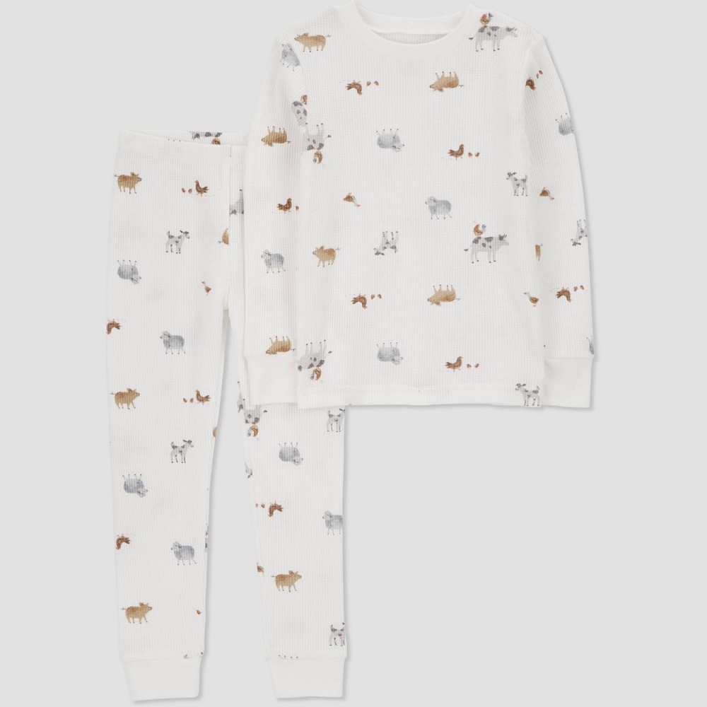 Photos - Other Textiles Carter's Just One You® Toddler 2pc Long Sleeve Animals Pajama Set - Off-Wh