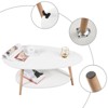 Oval Wood Coffee Table with Open Shelving, 2 Tier Sofa Table, White - 4 of 4