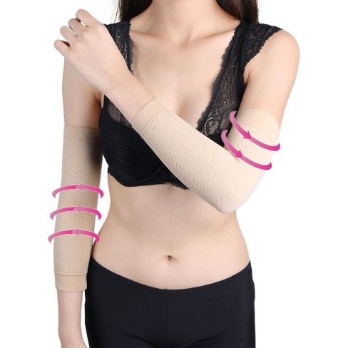 Unique Bargains Stretchy One Size Arm Shaper Wrap Sleeves for Women Beige 1  Pair