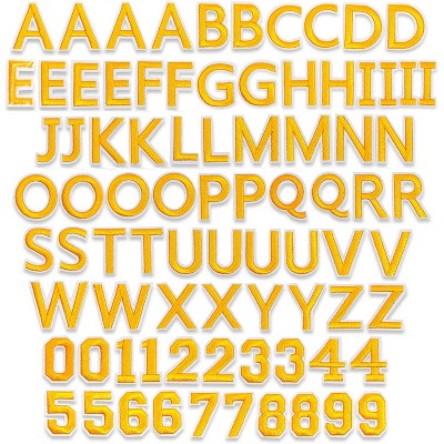 Bright Creations 82-Pack Gold Alphabet Letter and Number Iron On Patches for Applique, Sewing (1 x 1.4 in)