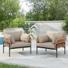 Modern Outdoor Lounge Chair, 36" Iron Lounge Chair with Rope Weave Design, Chairs with Iron Legs and PE Cushions-Coolbibila - 2 of 4