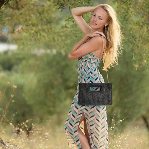 FATMOON Summer New Fashion Straw Weave Top Handle Clutch Handbags for Women, Detachable Chain Crossbody Bag - 1 of 4
