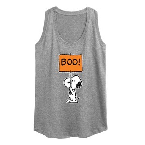 Women's - Peanuts - Snoopy Boo Sign Graphic Racerback Tank - 1 of 4