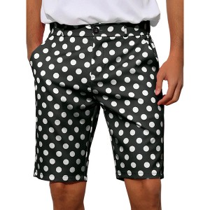 Lars Amadeus Men's Polka Dots Comfort Flat Front Chino Shorts - 1 of 4