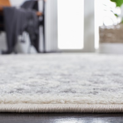 Ivory Squared Boho-Chic Hand-Knotted Area Rug - 6'7"