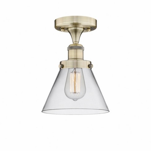 Innovations Lighting Cone 1 - Light Semi-flush Mount In Antique Brass 