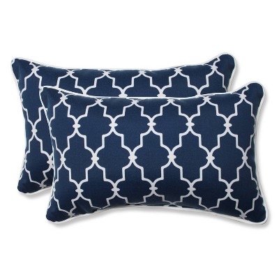 Pillow Perfect 2pc Garden Gate Outdoor Lumbar Throw Pillows Navy