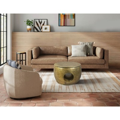 Royal Hampton Nala 23 Inch Coffee Table, Low Round Drum Shape with Unique Hollow Center