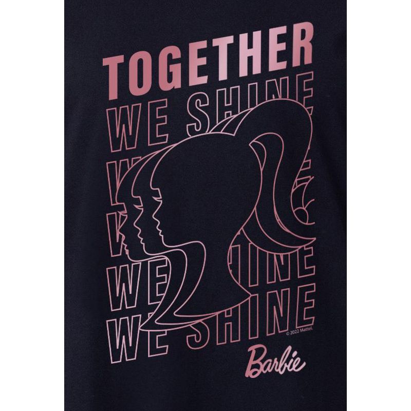 Barbie Womens' Character Together We Shine Nightgown Sleep Pajama Shirt Black, 3 of 5