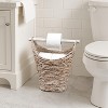 happimess Talia Classic Coastal Hand-Woven Water Hyacinth Toilet Paper Basket with Wood Bar - 2 of 4