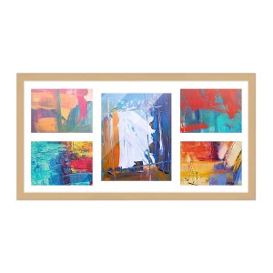 PosterPalooza | Natural Finish Collage Frame - White Mat, 20 Frame Sizes to Choose From, UV Acrylic - 1 of 4