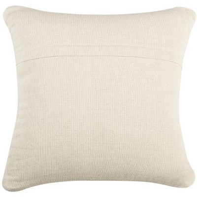 Beige and Ivory Geometric Wool 20" Square Throw Pillow