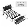 VECELO Full/Queen Size Upholstered Bed Frame with Storage End of Bed Bench, Platform Bed with Headboard & Charging Station, Black - 3 of 4