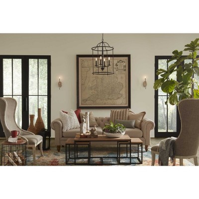 Durrell Matte Black Open-Cage 4-Light Foyer Pendant