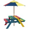 Outsunny Kids Picnic Table Set with Parasol, Wooden Outdoor Bench Set with Seating for 2 Children 3-6 Years Old, for Patio, Backyard, Indoor Use - image 4 of 4