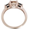Pompeii3 2.10Ct Morganite & Black Diamond Engagement 3-Stone Ring 14K Rose Gold - 3 of 4