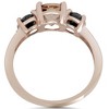 Pompeii3 2.10Ct Morganite & Black Diamond Engagement 3-Stone Ring 14K Rose Gold - image 3 of 4