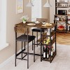 2-Person Dining Set - Marble Table w/2 Upholstered Chairs & 3-Tier Storage - Grey/Bistro Style - 4 of 4