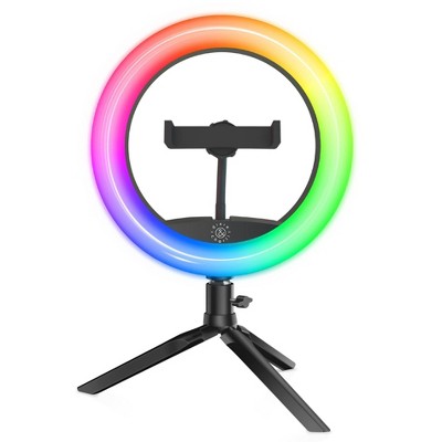 Dixie & Charli 8" Color LED Ring Light with Table Stand, Phone Holder, and Wired Remote - DC-RLCF-8C