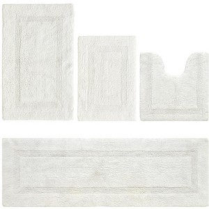 Lux Premium 100% Cotton Tufted Solid Reversible 4 Piece Bath Rug Set – Ultra-Soft, Water-Absorbent, Durable, Machine Washable Bathroom Rug - 1 of 4